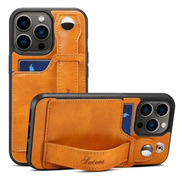 NEW LEATHER IPHONE 13 PRO MAX CASE NEW WITH STRAP - Picture 3 of 13